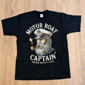 Motor Boat Captain Graphic Tee - Black
